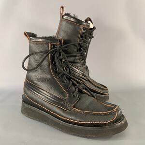 YUKETEN Size 9 Black Brown Leather Lace Up Boots
